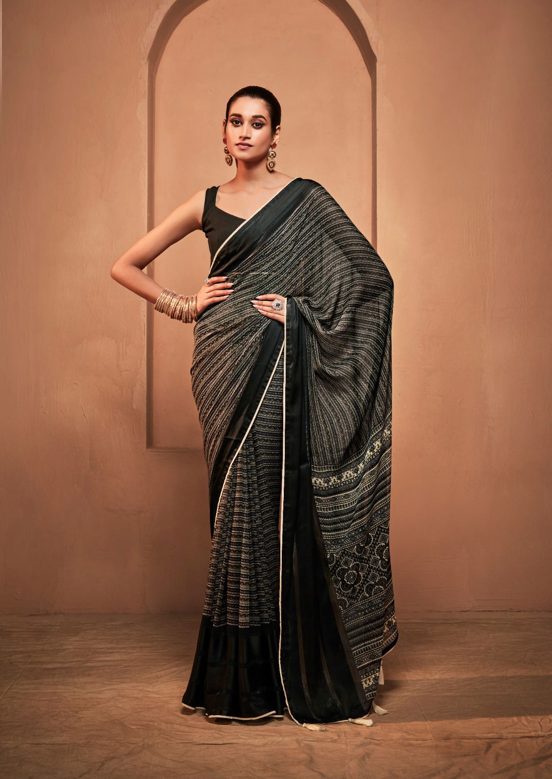 Stavan Jeevika Black 7 Designer Wholesale Georgette Saree Catalog